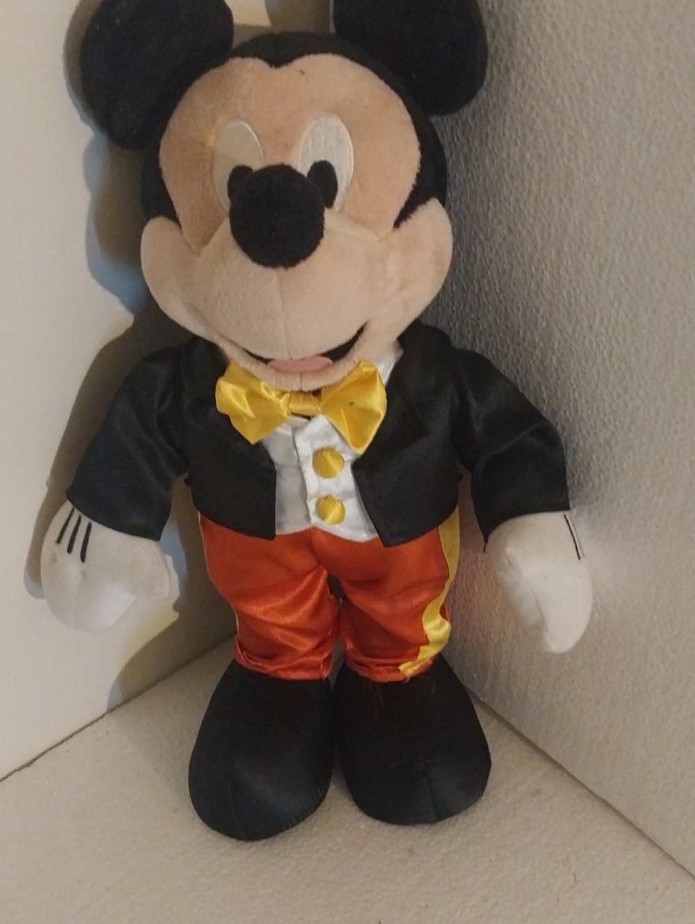 Disney Mickey Mouse Plush in Black, Cream, Orange & Yellow Outfit
